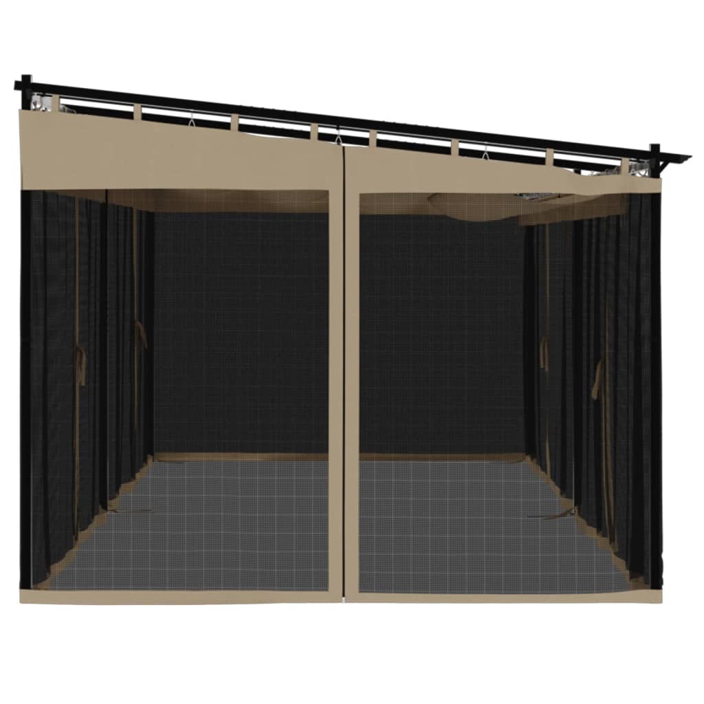 Gazebo con Pareti in Rete Tortora 6x3 m in Acciaio | homemem39