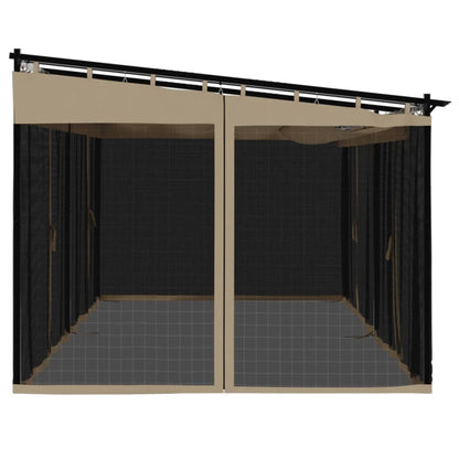 Gazebo con Pareti in Rete Tortora 6x3 m in Acciaio | homemem39