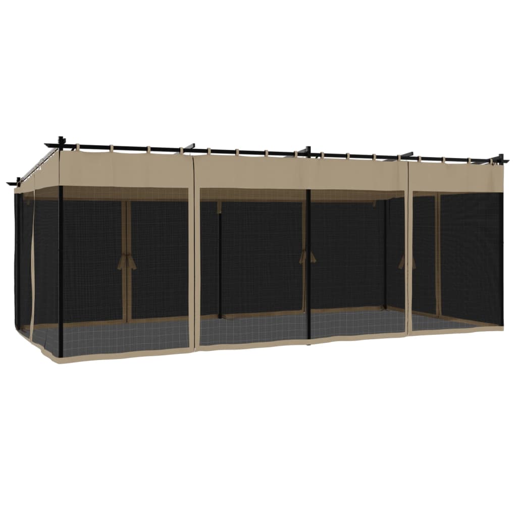 Gazebo con Pareti in Rete Tortora 6x3 m in Acciaio | homemem39