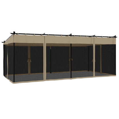 Gazebo con Pareti in Rete Tortora 6x3 m in Acciaio | homemem39
