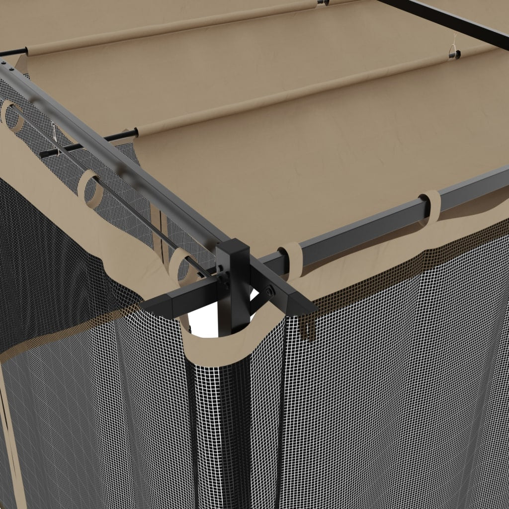 Gazebo con Pareti in Rete Tortora 6x3 m in Acciaio | homemem39