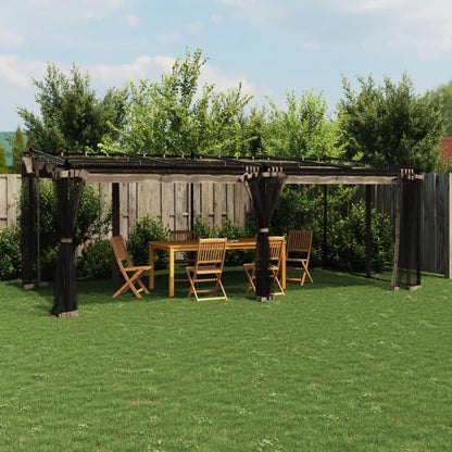 Gazebo con Pareti in Rete Tortora 6x3 m in Acciaio | homemem39
