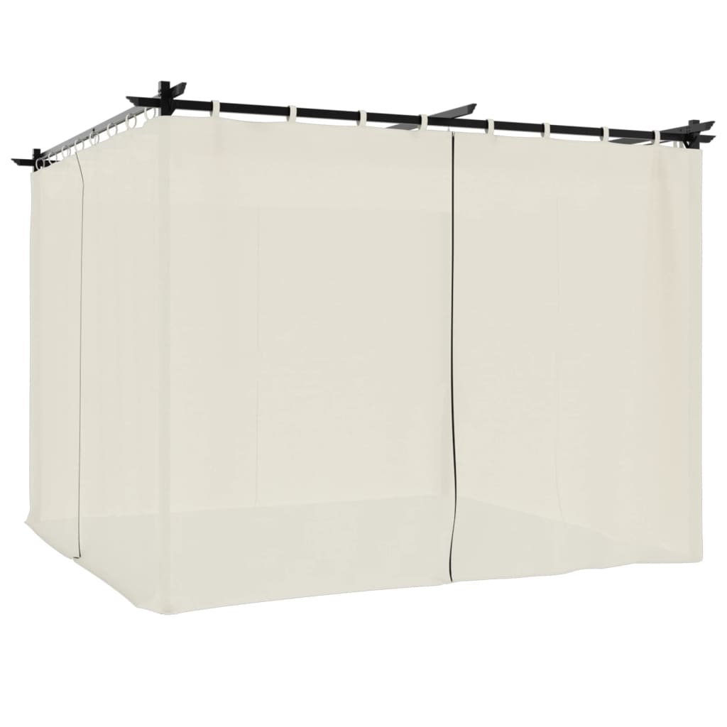Gazebo con Tende Crema 3x3 m in Acciaio | homemem39