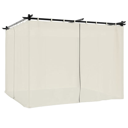Gazebo con Tende Crema 3x3 m in Acciaio | homemem39