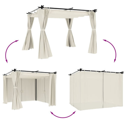 Gazebo con Tende Crema 3x3 m in Acciaio | homemem39