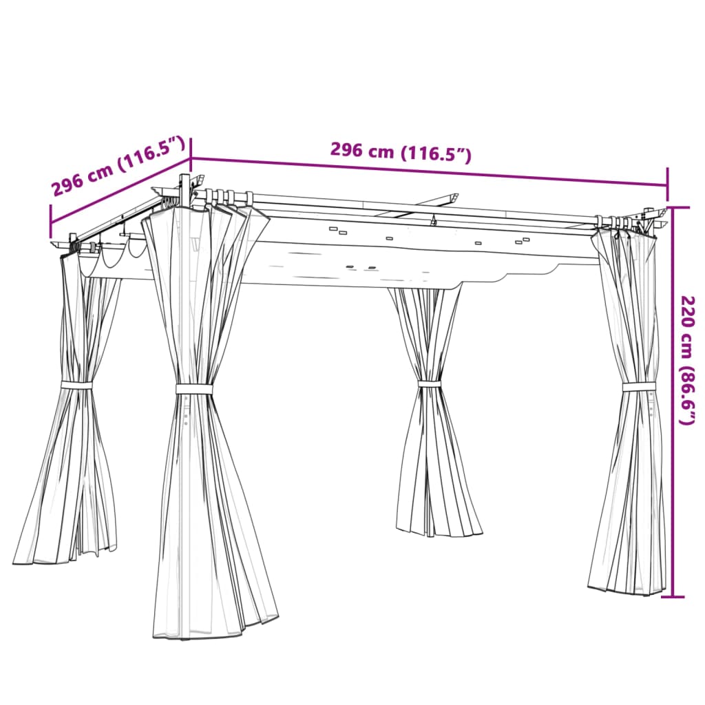 Gazebo con Tende Crema 3x3 m in Acciaio | homemem39