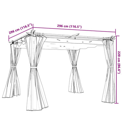 Gazebo con Tende Crema 3x3 m in Acciaio | homemem39