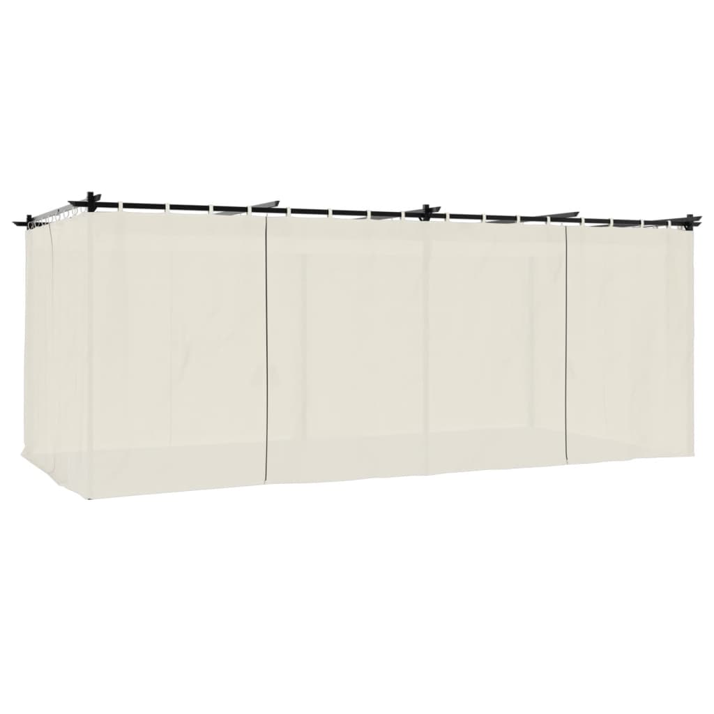Gazebo con Tende Crema 6x3 m in Acciaio | homemem39