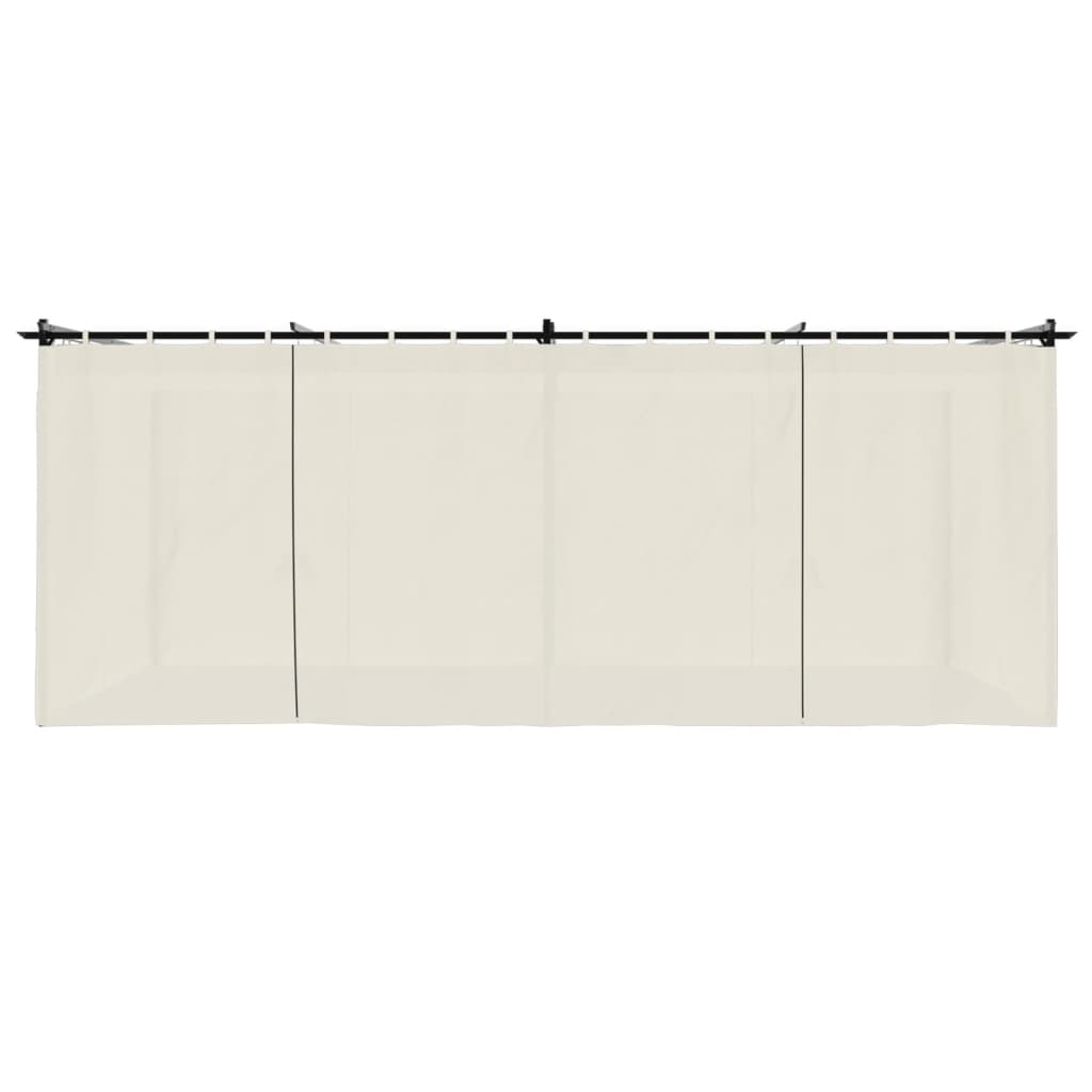 Gazebo con Tende Crema 6x3 m in Acciaio