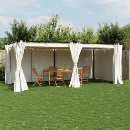 Gazebo con Tende Crema 6x3 m in Acciaio | homemem39