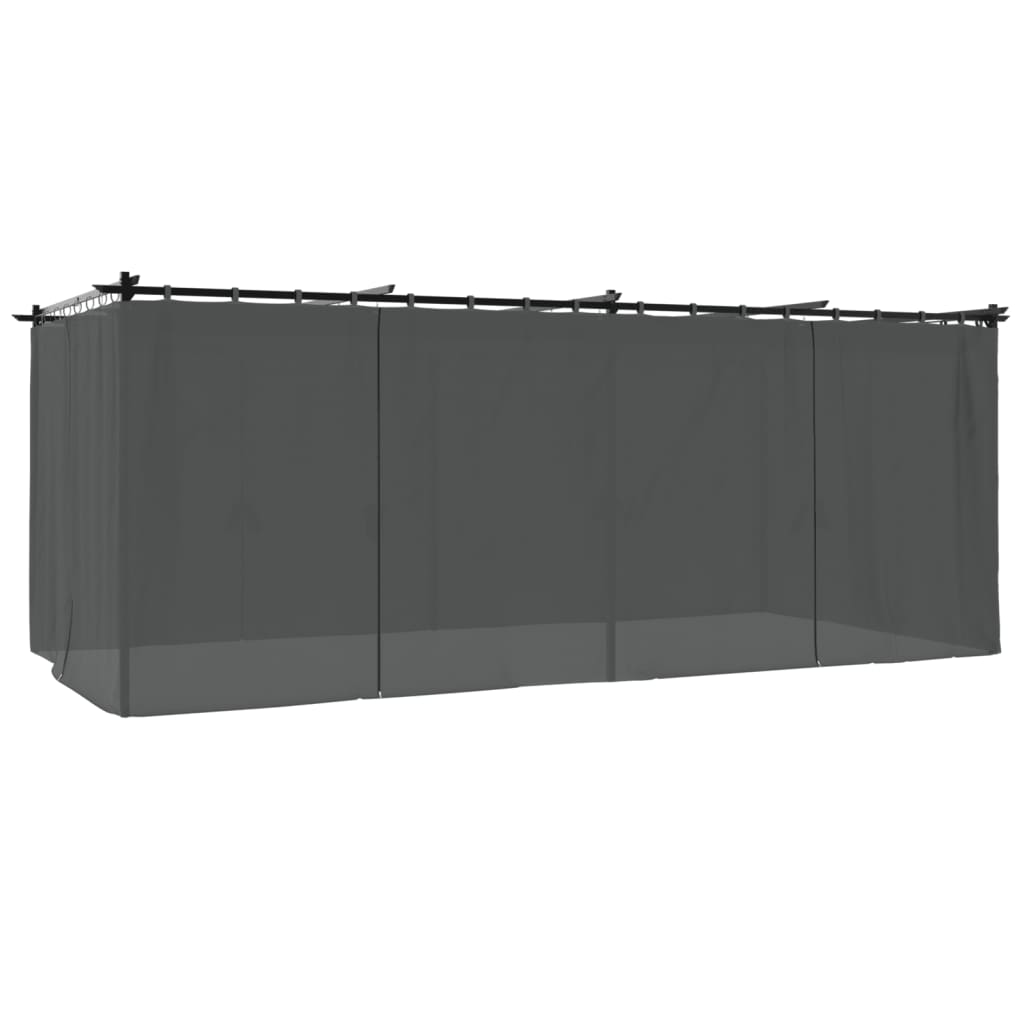 Gazebo con Tende Antracite 6x3 m in Acciaio | homemem39
