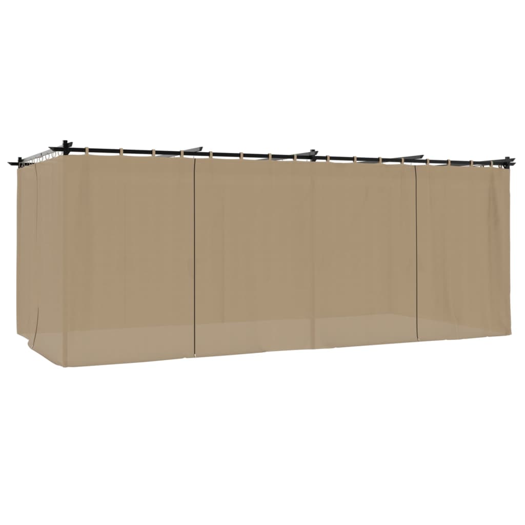 Gazebo con Tende Tortora 6x3 m in Acciaio | homemem39