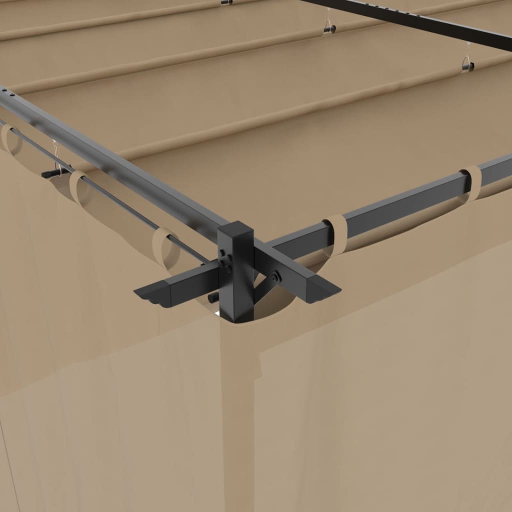 Gazebo con Tende Tortora 6x3 m in Acciaio | homemem39