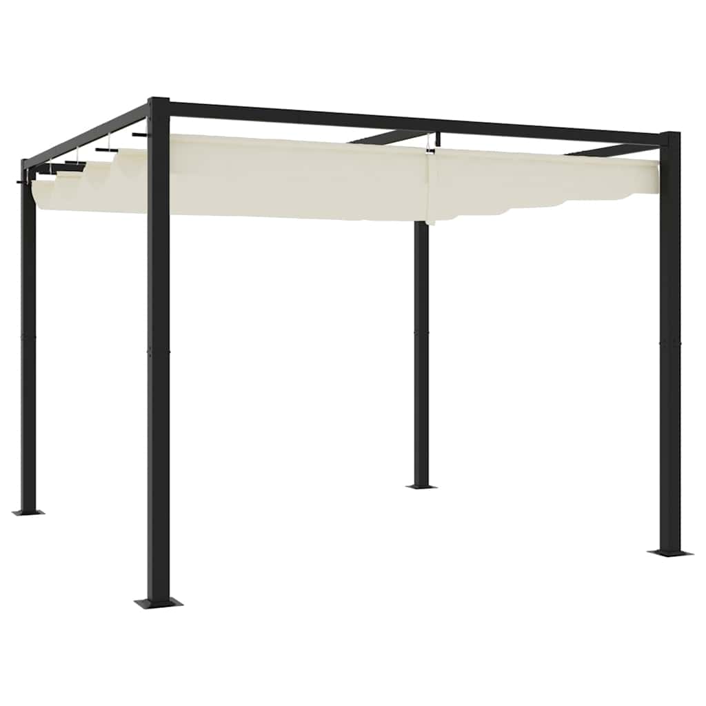 Gazebo da Giardino con Tetto Retrattile Crema 3x3m in Acciaio