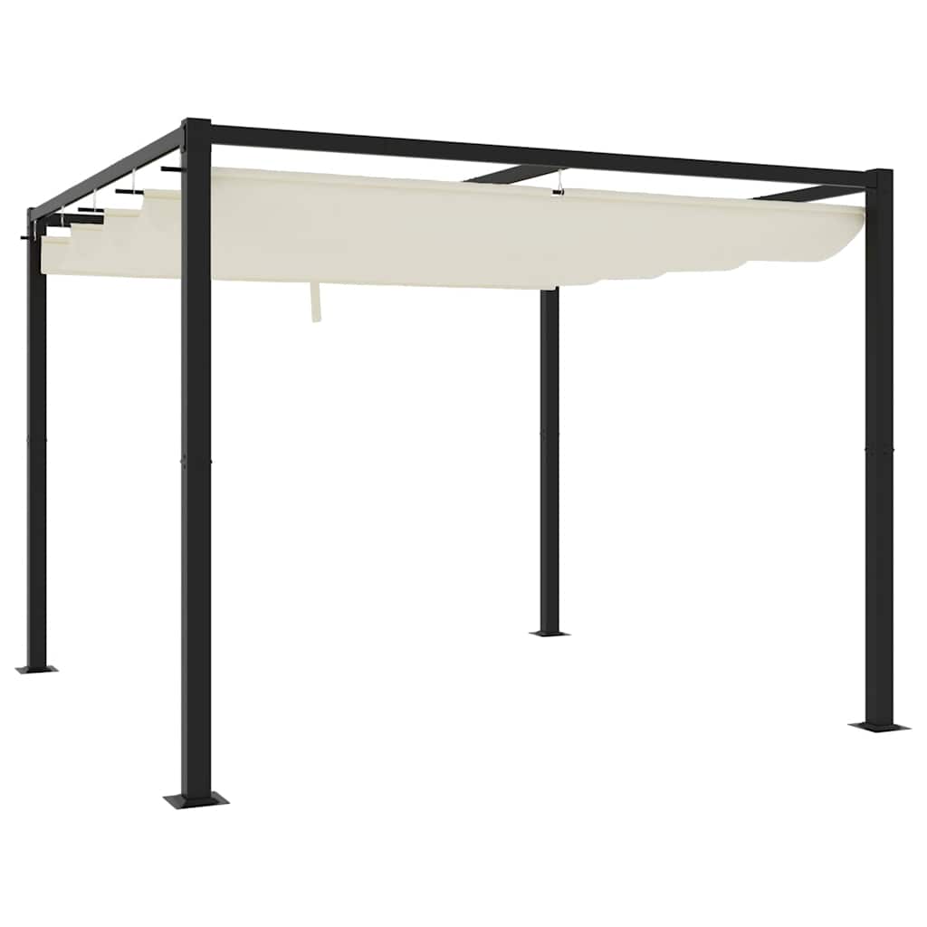 Gazebo da Giardino con Tetto Retrattile Crema 3x3m in Acciaio | homemem39