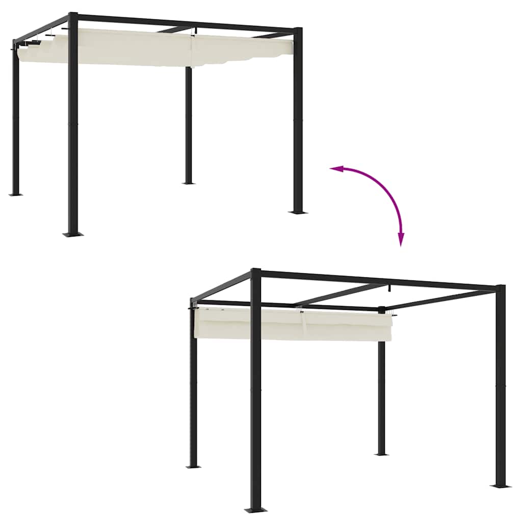 Gazebo da Giardino con Tetto Retrattile Crema 3x3m in Acciaio | homemem39
