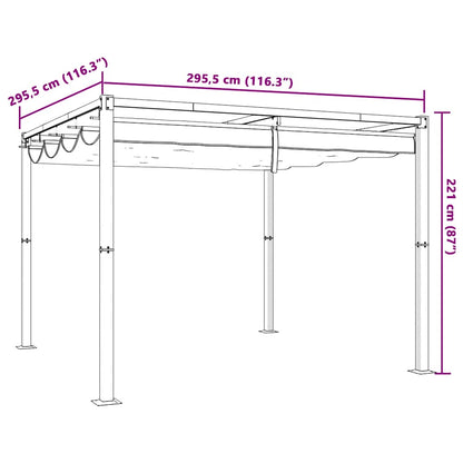 Gazebo da Giardino con Tetto Retrattile Crema 3x3m in Acciaio | homemem39