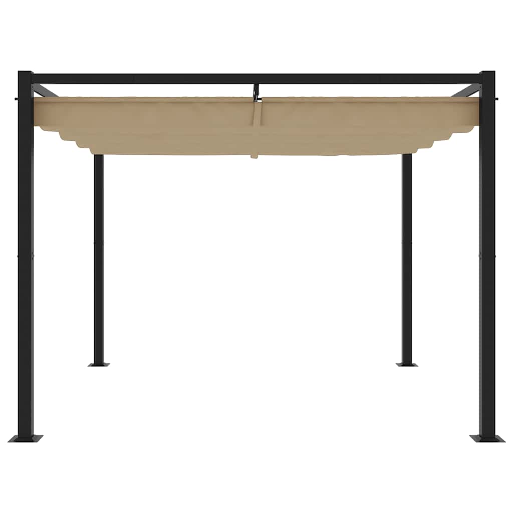Gazebo da Giardino con Tetto Retrattile Tortora 3x3 m Acciaio | homemem39