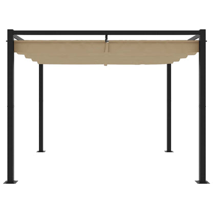 Gazebo da Giardino con Tetto Retrattile Tortora 3x3 m Acciaio