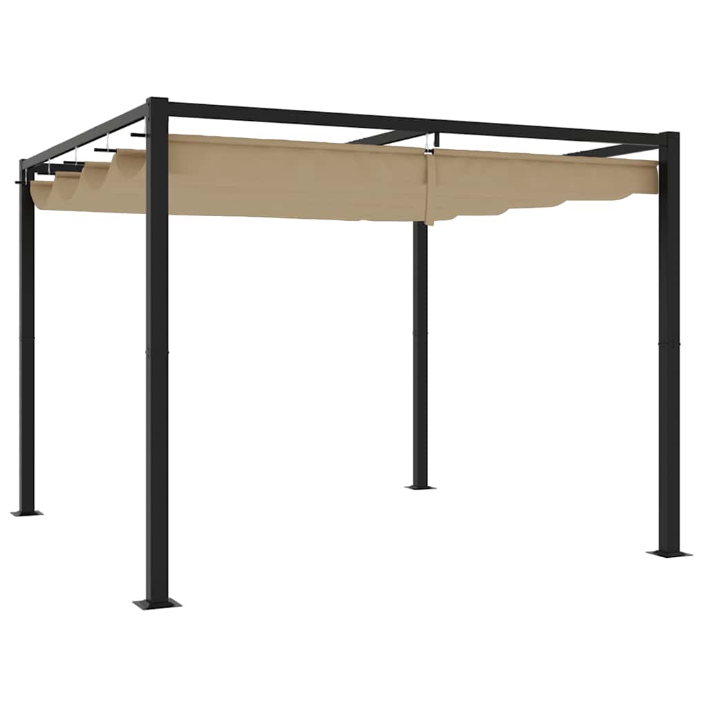 Gazebo da Giardino con Tetto Retrattile Tortora 3x3 m Acciaio | homemem39