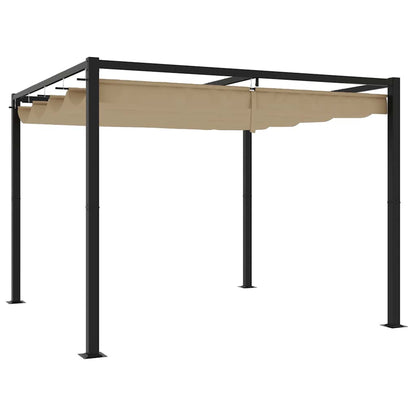 Gazebo da Giardino con Tetto Retrattile Tortora 3x3 m Acciaio | homemem39