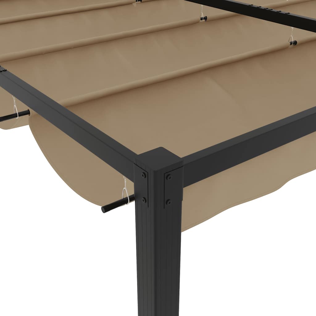 Gazebo da Giardino con Tetto Retrattile Tortora 3x3 m Acciaio | homemem39