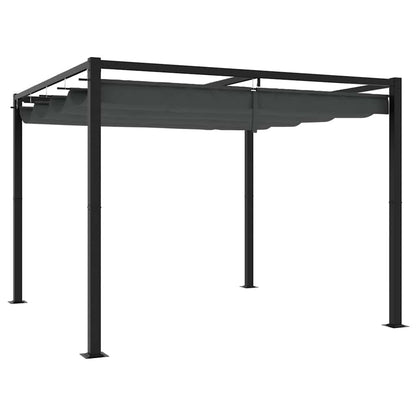 Gazebo da Giardino con Tetto Retrattile Antracite 3x3 m Acciaio