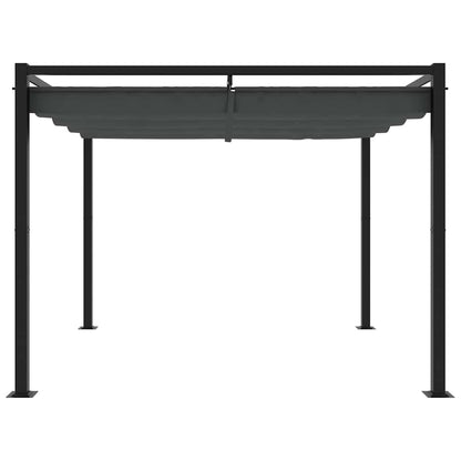 Gazebo da Giardino con Tetto Retrattile Antracite 3x3 m Acciaio
