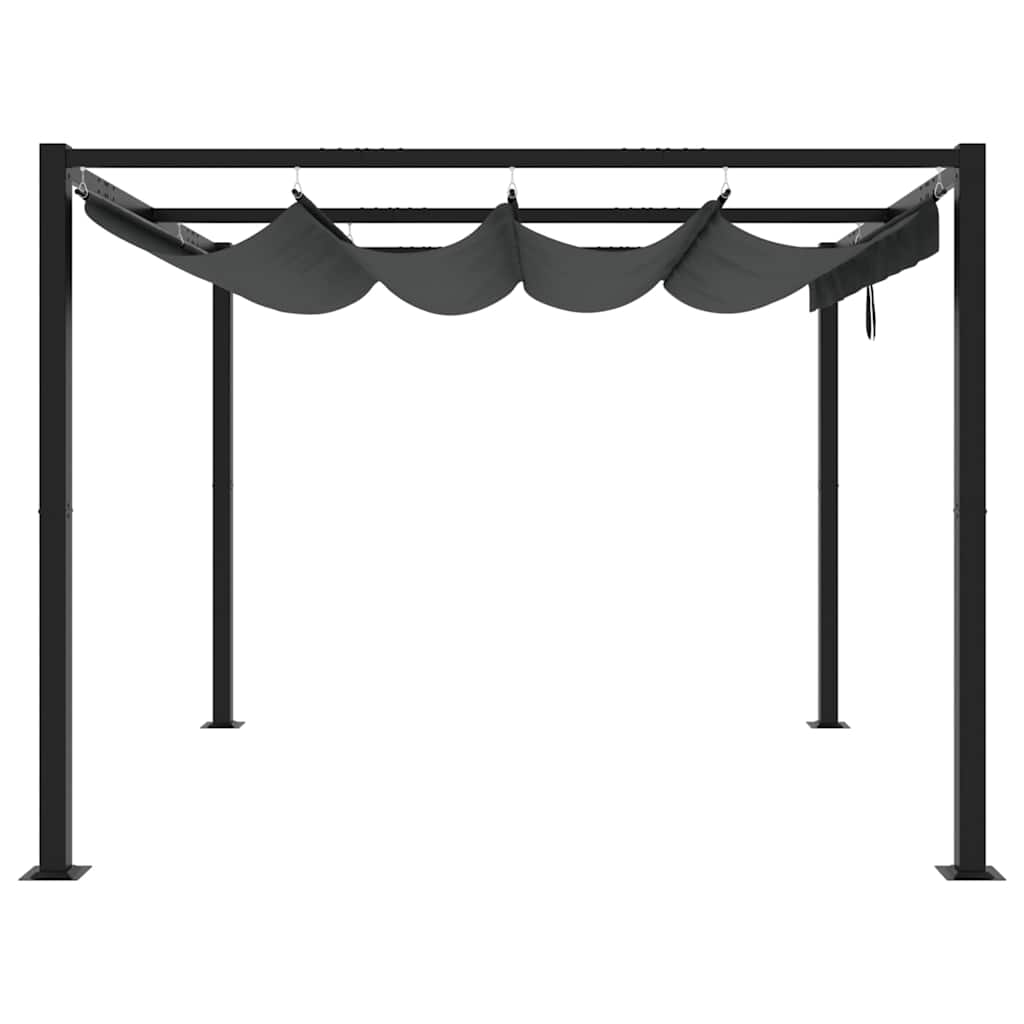 Gazebo da Giardino con Tetto Retrattile Antracite 3x3 m Acciaio