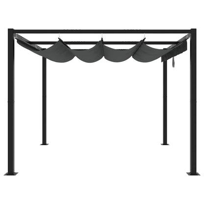 Gazebo da Giardino con Tetto Retrattile Antracite 3x3 m Acciaio