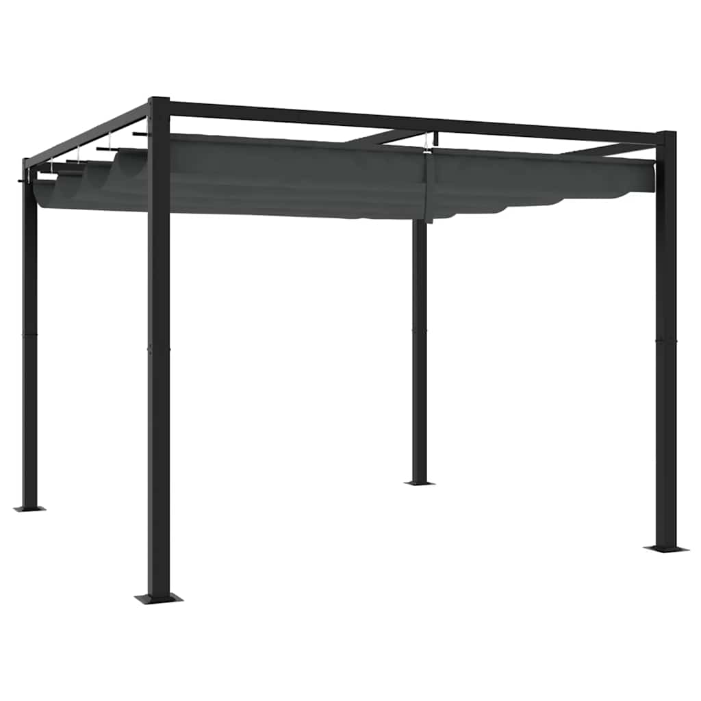 Gazebo da Giardino con Tetto Retrattile Antracite 3x3 m Acciaio | homemem39
