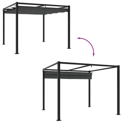 Gazebo da Giardino con Tetto Retrattile Antracite 3x3 m Acciaio | homemem39