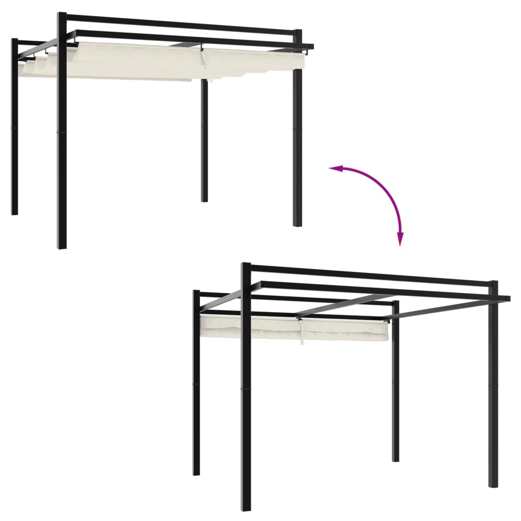 Gazebo da Giardino con Tetto Retrattile Crema 3x3m in Alluminio | homemem39