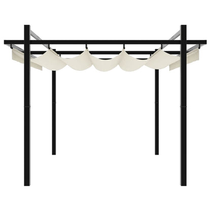 Gazebo da Giardino con Tetto Retrattile Crema 3x3m in Alluminio | homemem39