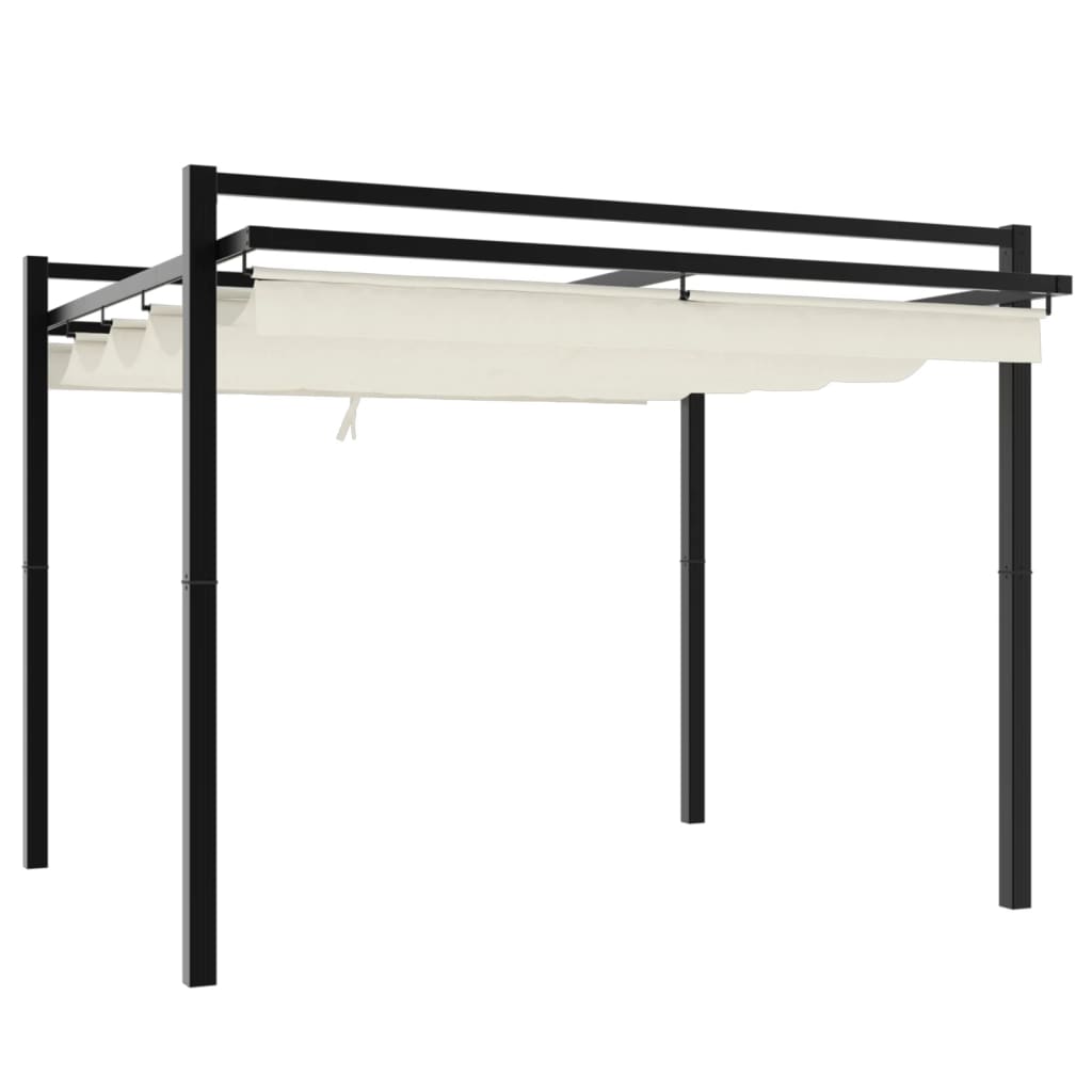Gazebo da Giardino con Tetto Retrattile Crema 3x3m in Alluminio | homemem39