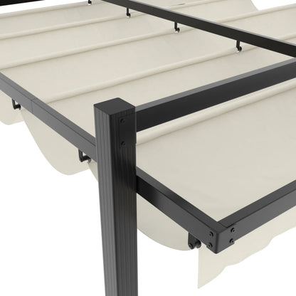 Gazebo da Giardino con Tetto Retrattile Crema 3x3m in Alluminio | homemem39