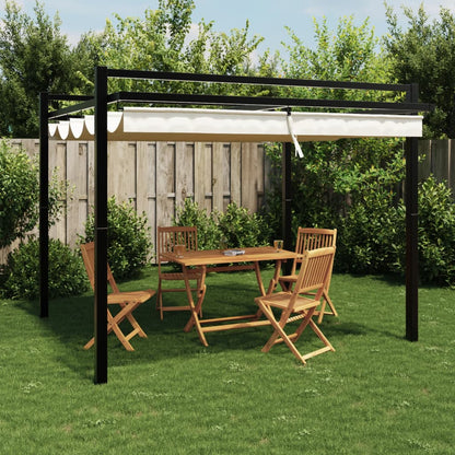 Gazebo da Giardino con Tetto Retrattile Crema 3x3m in Alluminio | homemem39