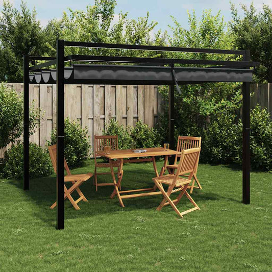 Gazebo Giardino con Tetto Retrattile Antracite 3x3 m Alluminio | homemem39