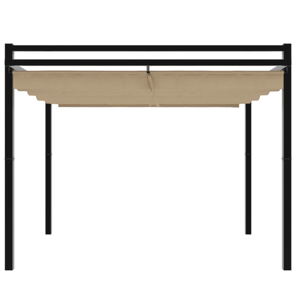 Gazebo da Giardino con Tetto Retrattile Tortora 3x3 m Alluminio