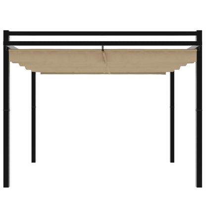 Gazebo da Giardino con Tetto Retrattile Tortora 3x3 m Alluminio