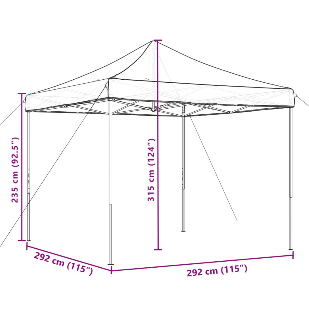 Tenda da Festa Pieghevole Pop-Up Marrone 292x292x315 cm - homemem39