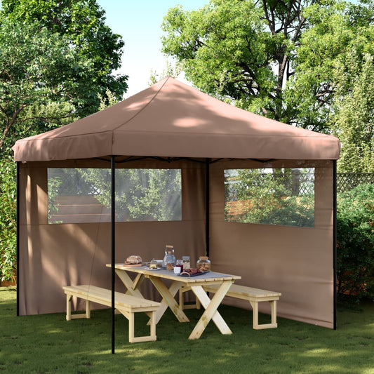 Tendone per Feste Pieghevole Pop-Up con 2 Pareti Marrone | homemem39