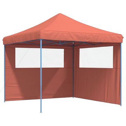 Tendone per Feste Pieghevole Pop-Up con 2 Pareti Terracotta - homemem39