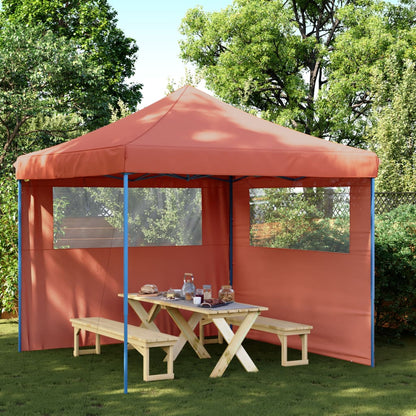 Tendone per Feste Pieghevole Pop-Up con 2 Pareti Terracotta - homemem39