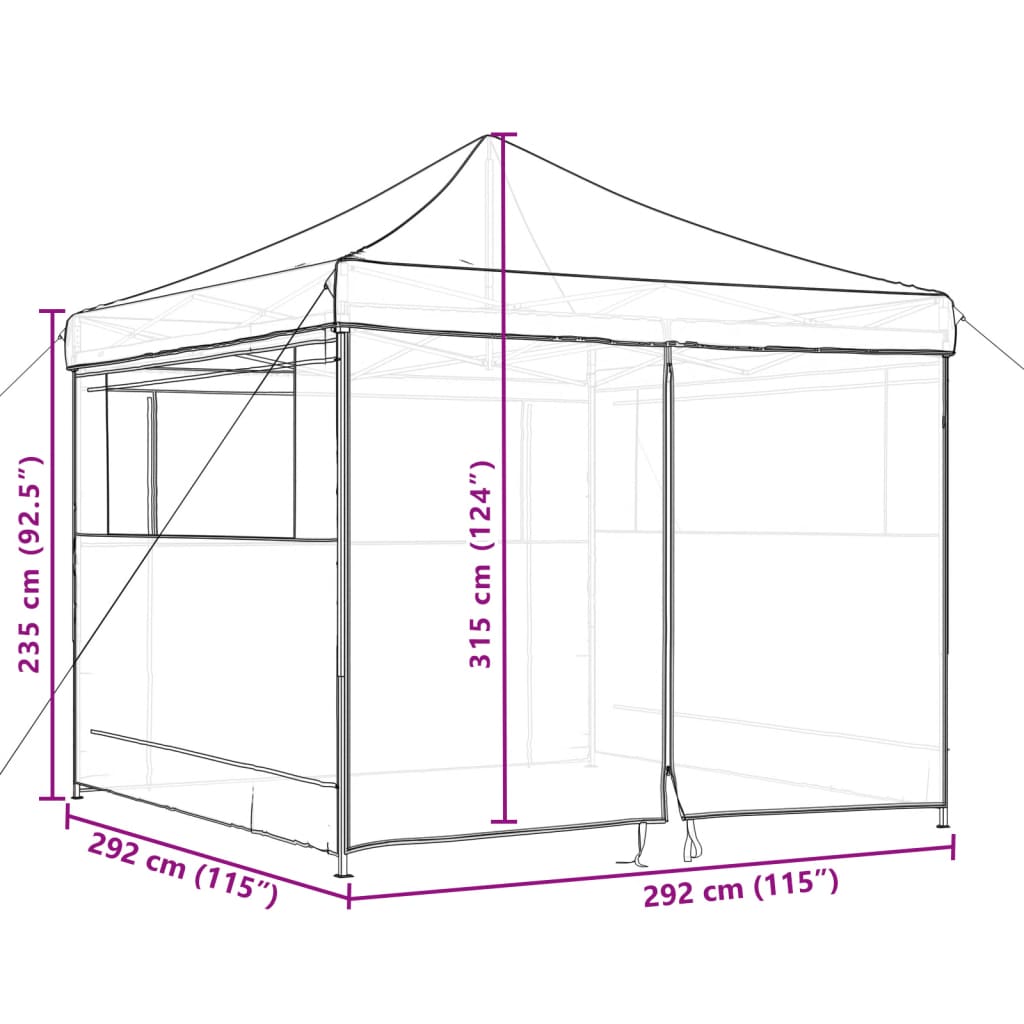 Tendone per Feste Pieghevole Pop-Up con 4 Pareti Arancione