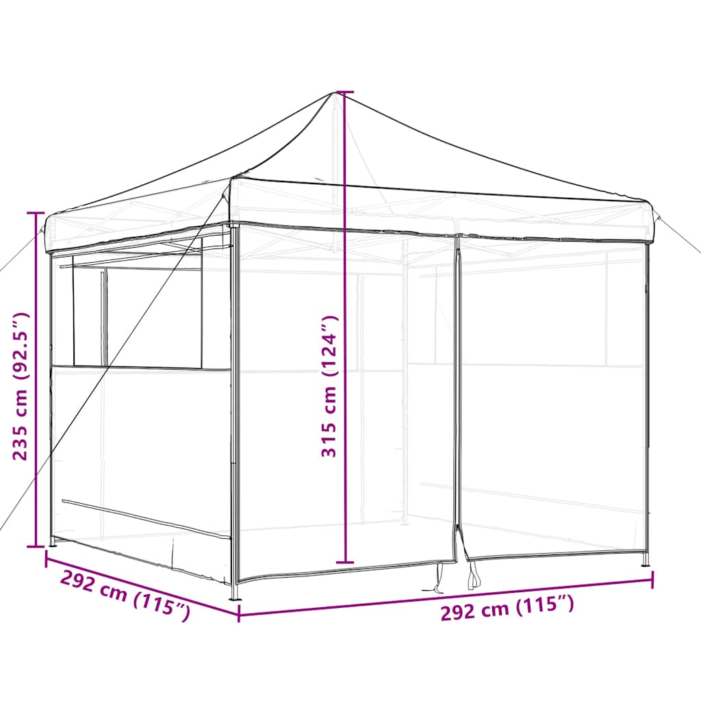 Tendone per Feste Pieghevole Pop-Up con 4 Pareti Nero | homemem39