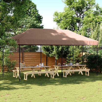 Tenda da Festa Pieghevole Pop-Up Tortora 580x292x315 cm - homemem39