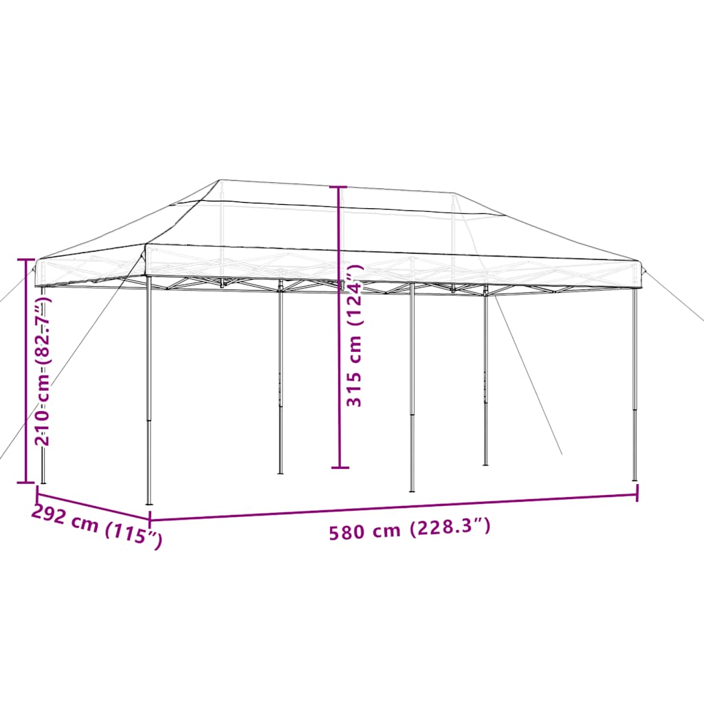 Tenda da Festa Pieghevole Pop-Up Nero 580x292x315 cm | homemem39