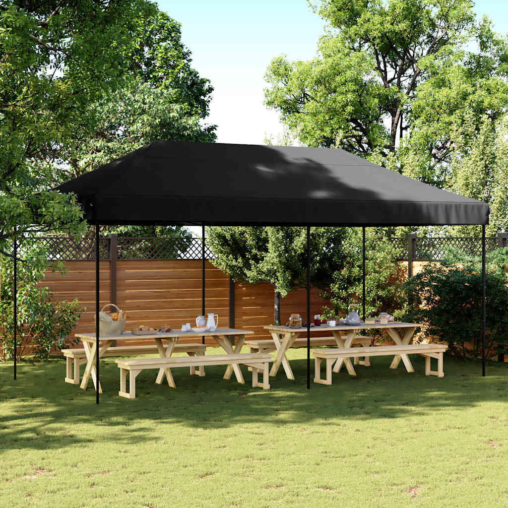 Tenda da Festa Pieghevole Pop-Up Nero 580x292x315 cm | homemem39