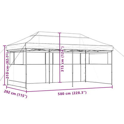Tendone per Feste Pieghevole Pop-Up con 3 Pareti Tortora | homemem39